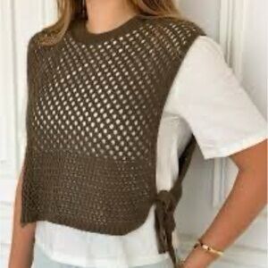 Zara Brown Knit Short Sleeve Top